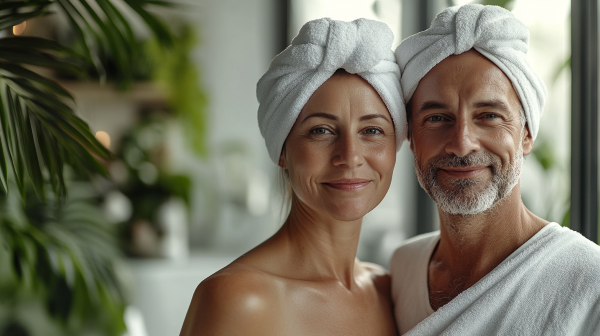 Paar mit Handtuchturban