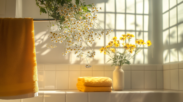Badezimmer mit Johanniskraut und Kamille Badezimmer mit Johanniskraut und Kamille